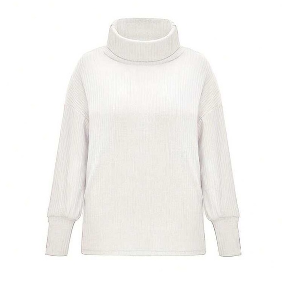 Luxe plus size gray high neck sweater top - Picture 4 of 6